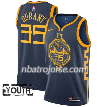 Barn Golden State Warriors Tröja Kevin Durant 35 2018-19 Nike City Edition Navy Swingman